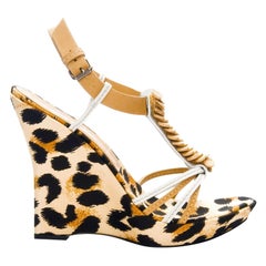 New Casadei Leopard Platform Heels Sz 7.5