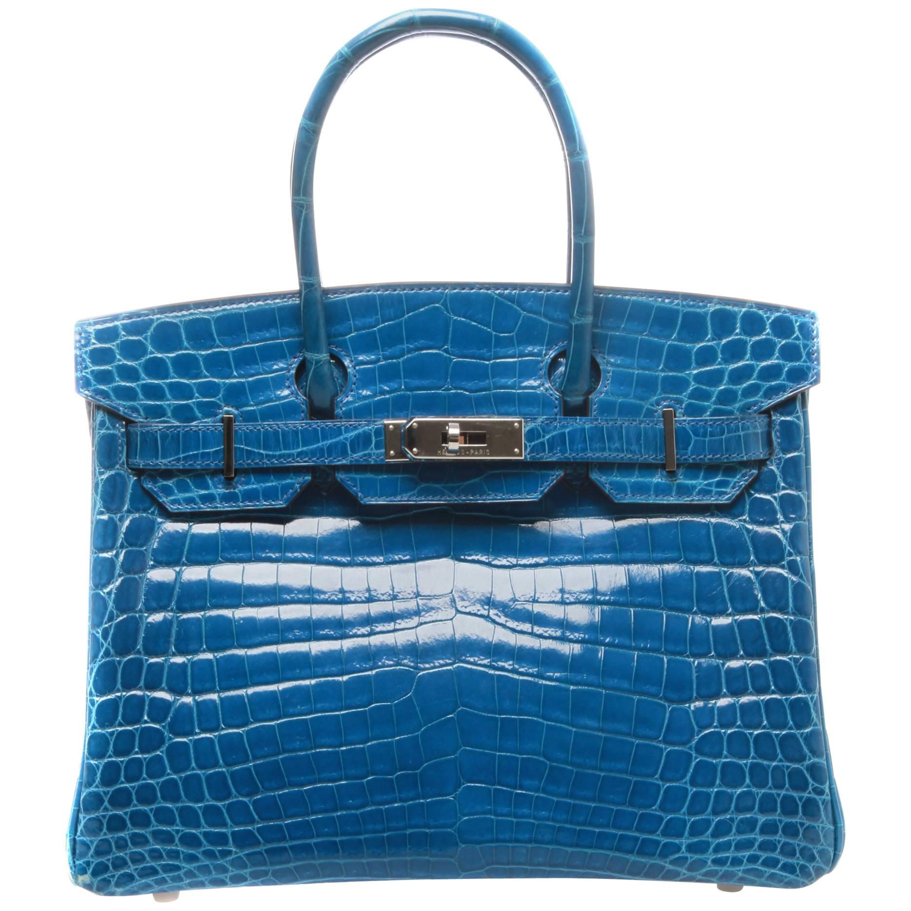 Hermès Birkin 30 Crocodile Mykonos Bag  For Sale
