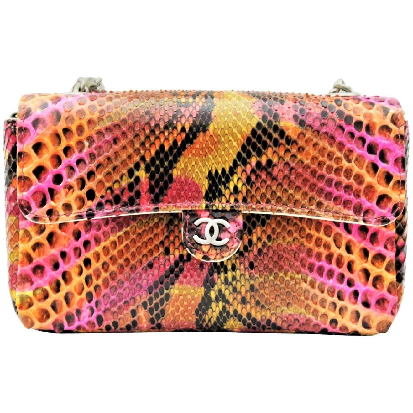 Chanel Python Exotic Mini Chanel Mini Flap Multicolor Python Bag at 1stDibs