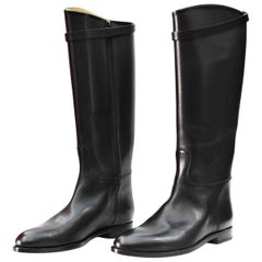 Hermes Black Leather Riding Boots