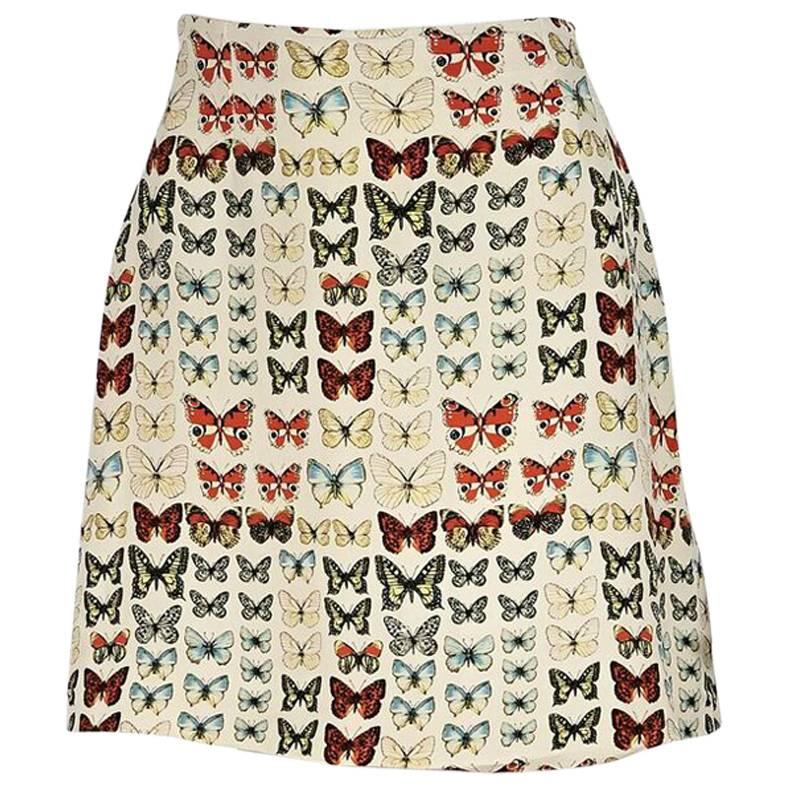 Multicolor Vintage Gianni Versace Couture Butterfly Skirt