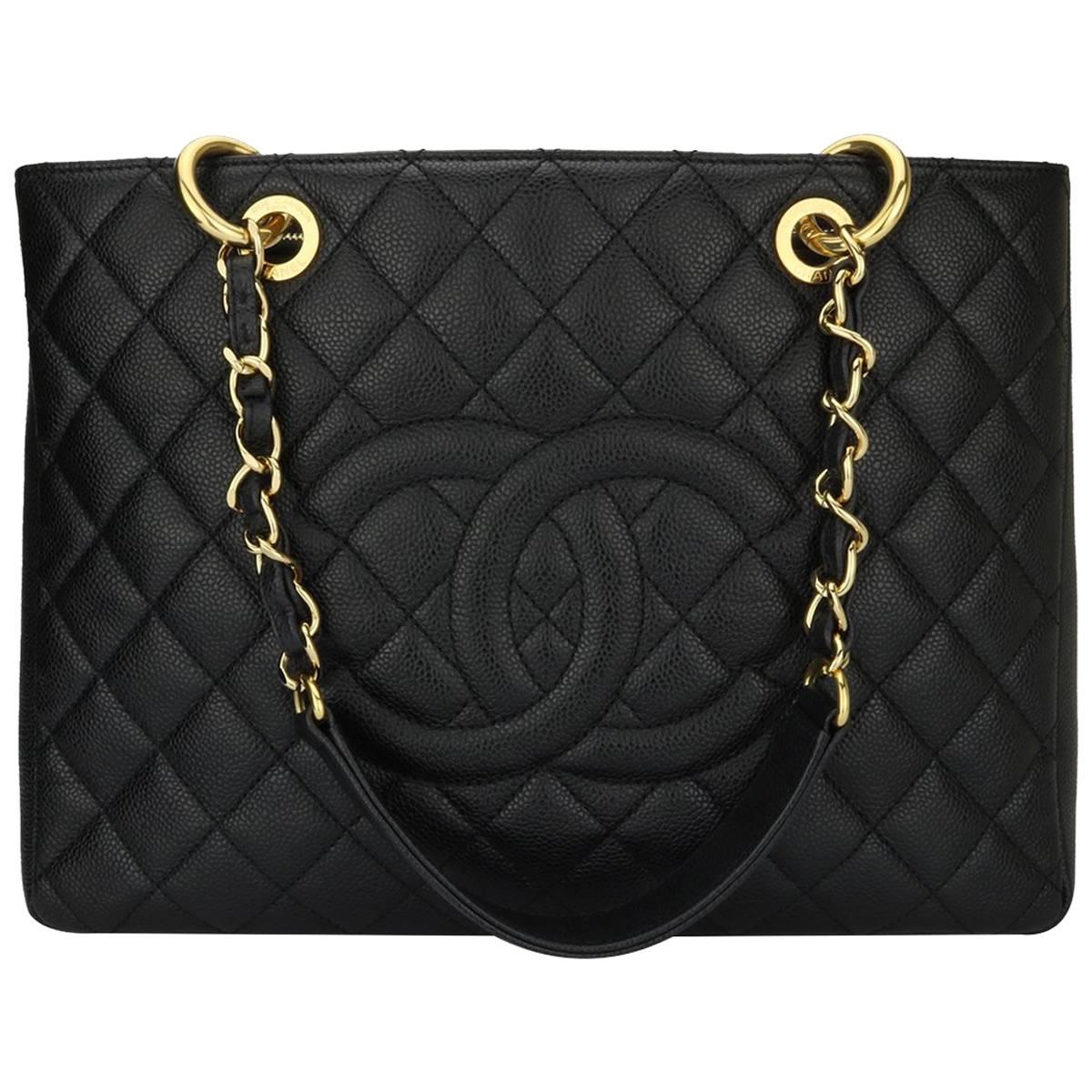 CHANEL Grand Shopping Tote (GST) Black Caviar with Gold Hardware 2012