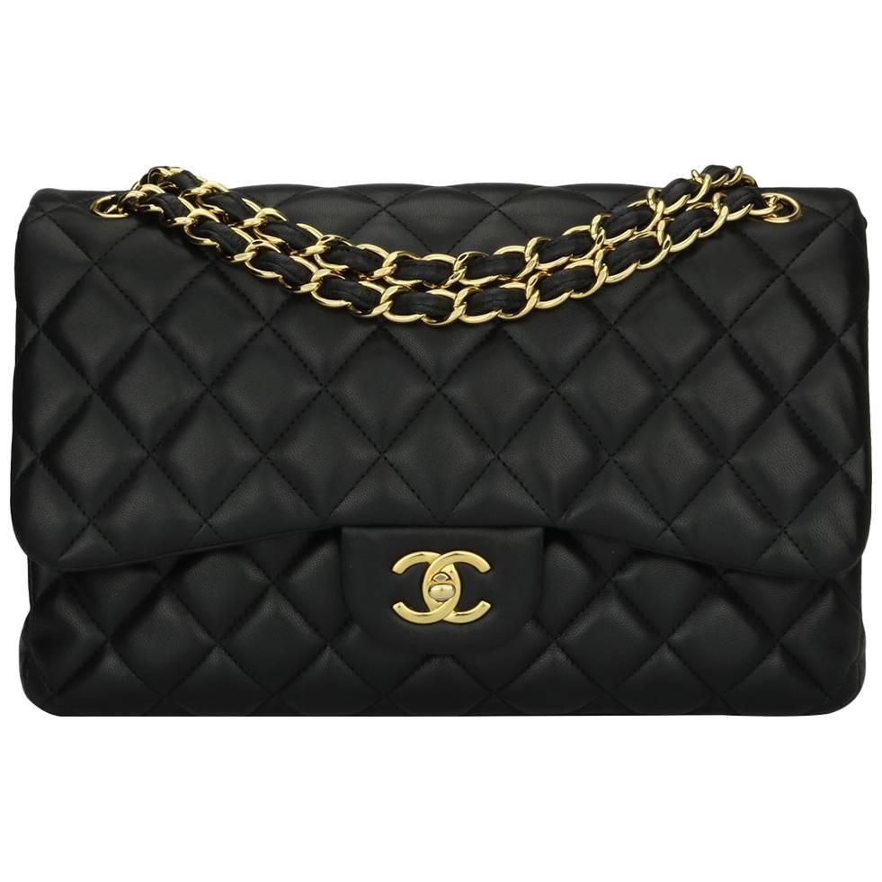 CHANEL Classic Jumbo Double Flap Black Lambskin with Gold Hardware 2013