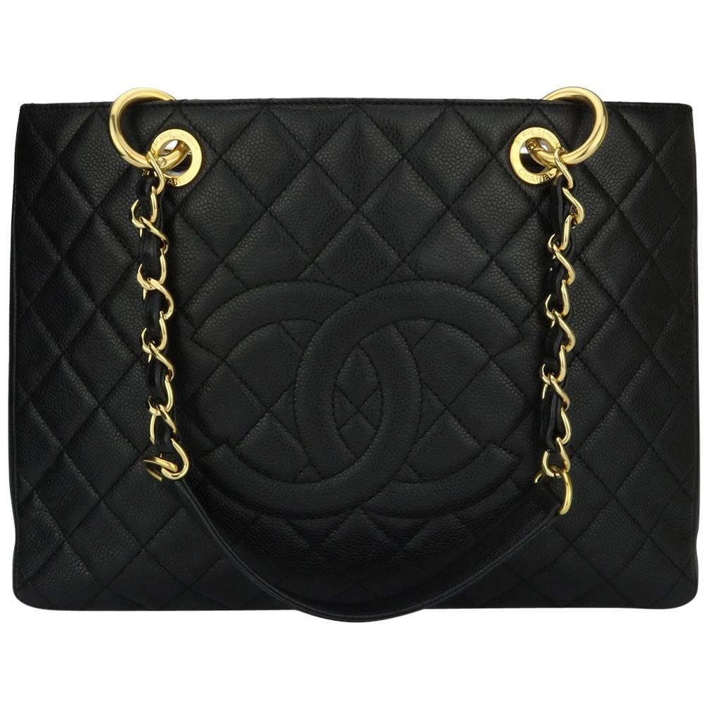 CHANEL Grand Shopping Tote (GST) Black Caviar with Gold Hardware 2014