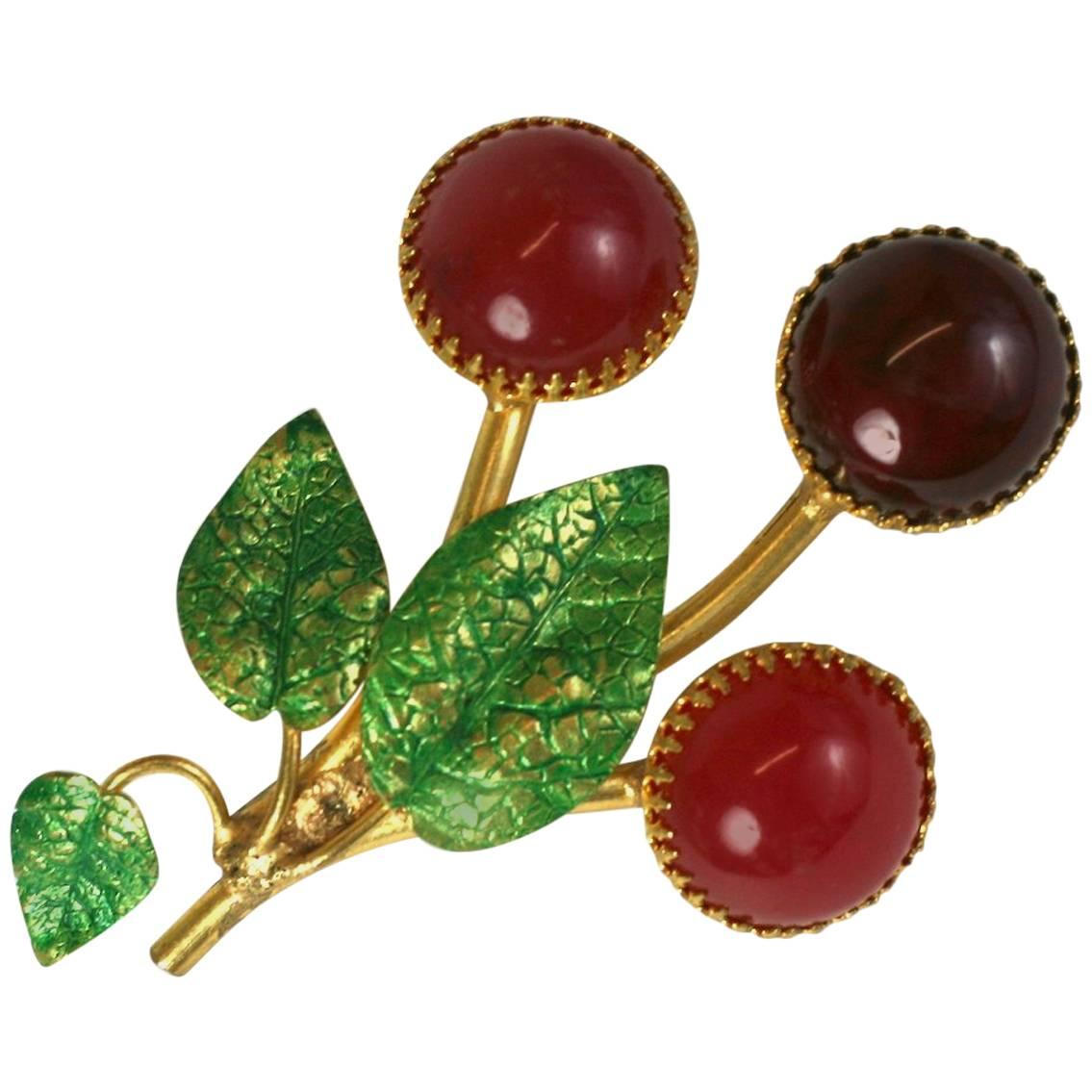 Charming Cis Cherry Brooch  For Sale