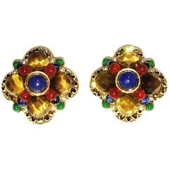 Jose & Maria Barrera semi precious stones vintage earrings