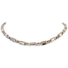Vintage Silver & Swarovski Crystal Clear Rhinestone Choker Necklace By, Weiss