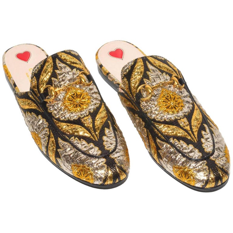 gucci embroidered mules