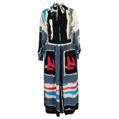 1980s Michaele Vollbracht Too Printed Silk Skirt & Top Set