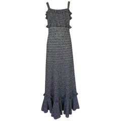 Chanel Vintage Black and White Check Soft Stretch Knit Halter Dress
