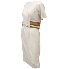 Vintage 1950's Carol Craig Two Piece Linen Dress With Raffia Trim