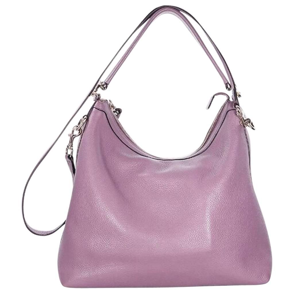 Purple Gucci Leather Miss GG Shoulder Bag