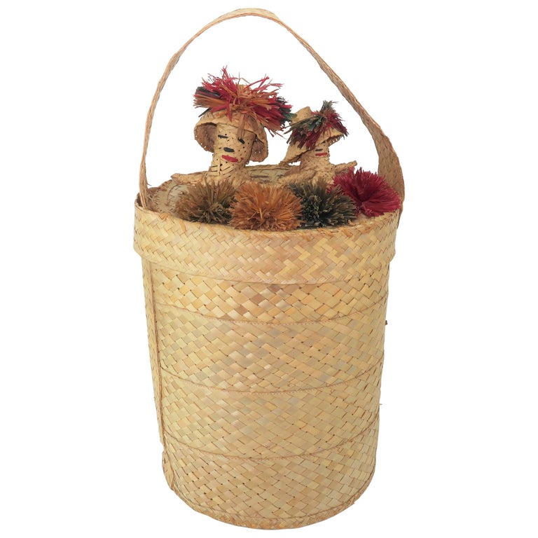 Large 1950's Figural Straw Novelty Beach Bag at 1stDibs