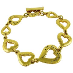 Yves Saint Laurent YSL Vintage Gold Toned Heart Bracelet