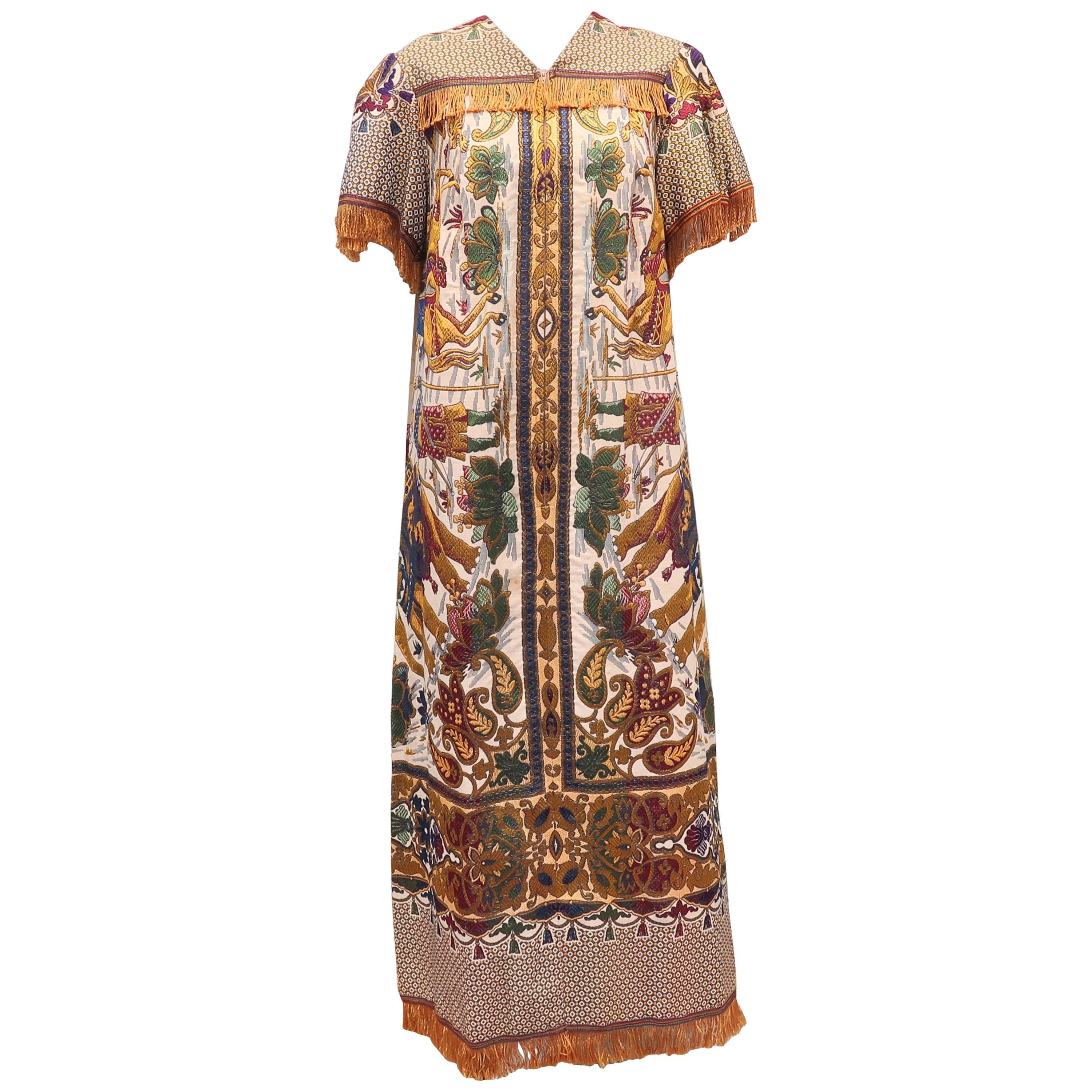 1960's Georgie Keyloun Raj Tapestry Caftan Dress Robe