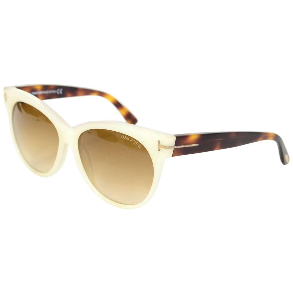 Tom Ford Ivory & Tortoise Saskia Sunglasses with Case