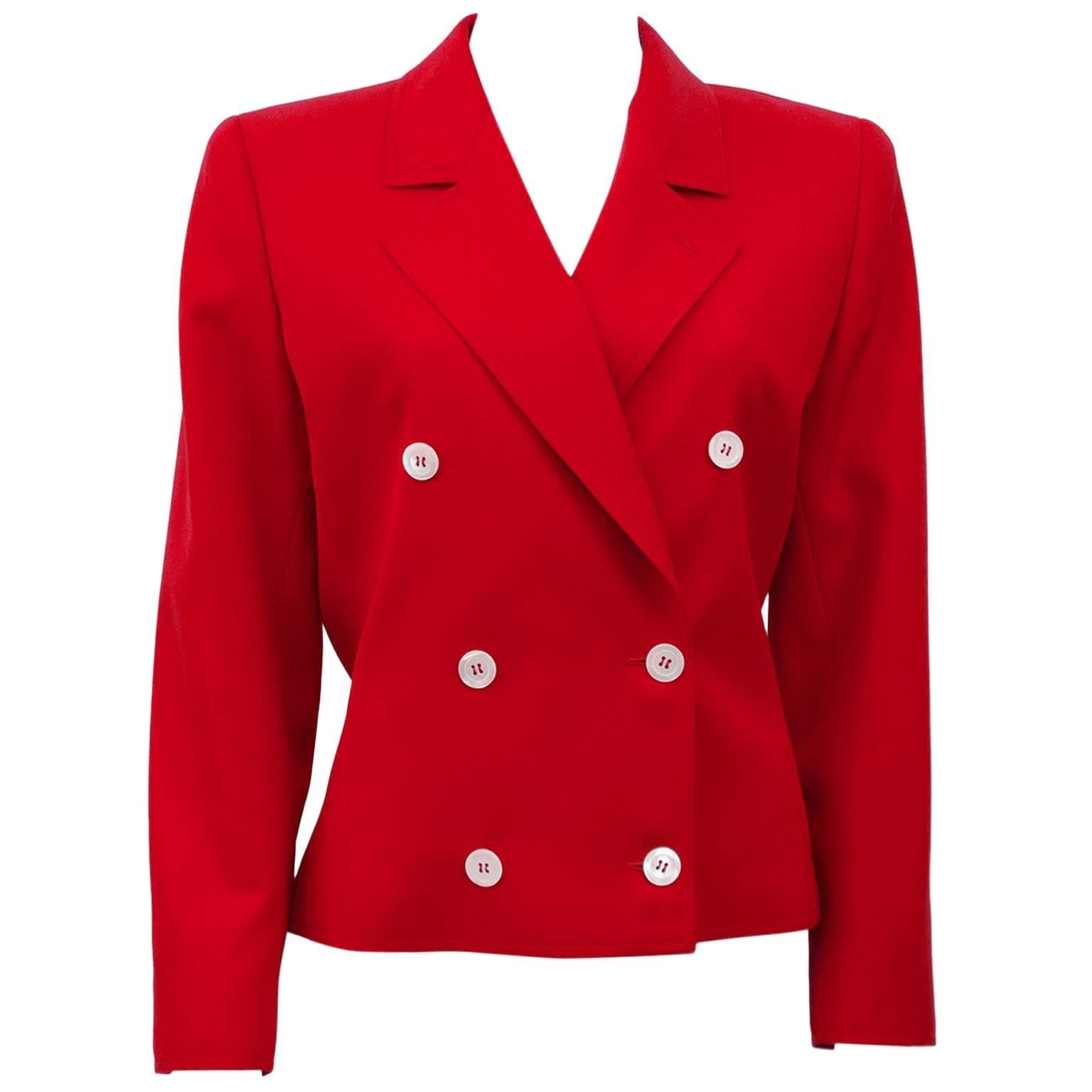 1980s Valentino Miss V Red Tie Back Jacket