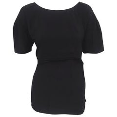 Miu Miu Navy Silk Short Sleeve Blouse