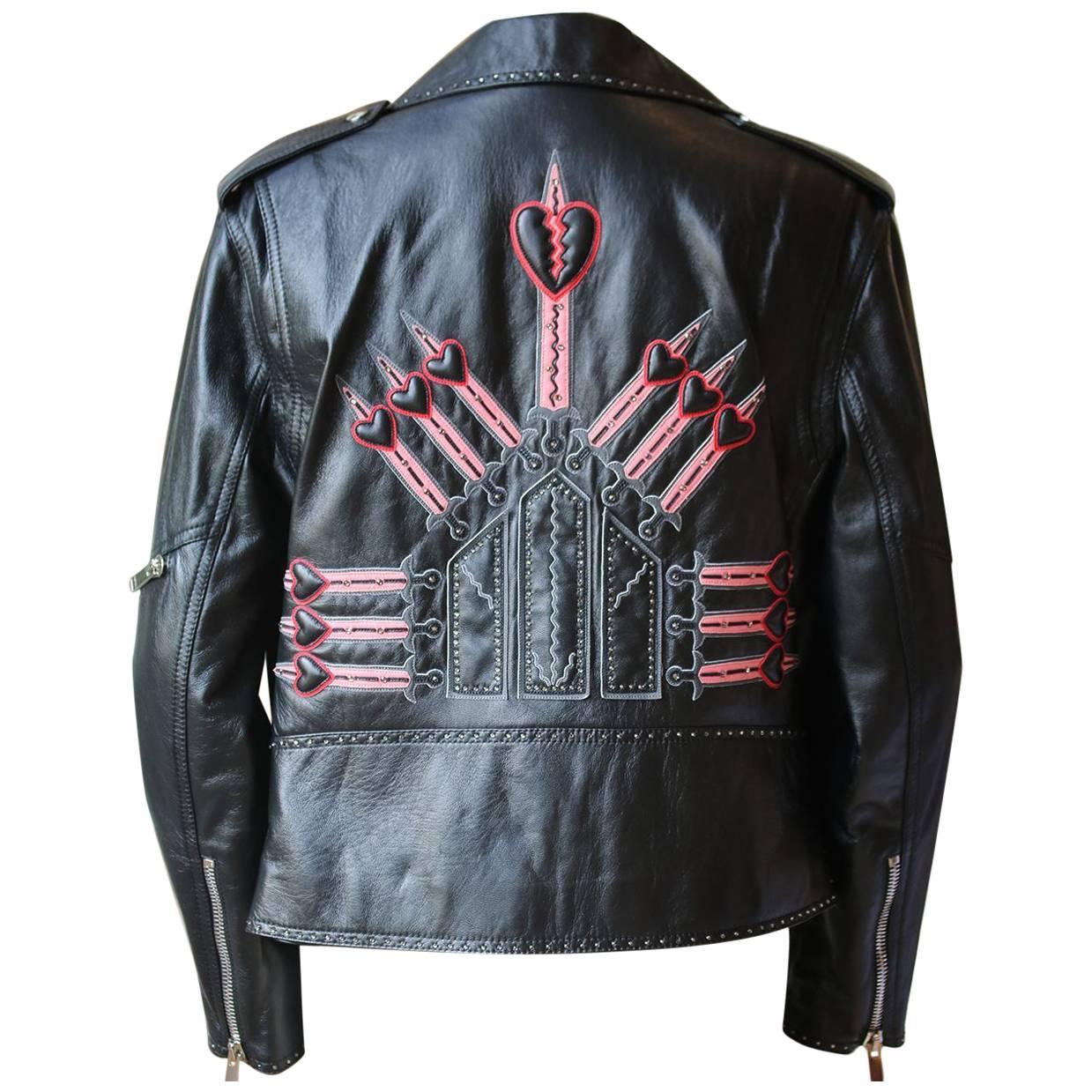 Valentino Love Blade Embellished Leather Jacket