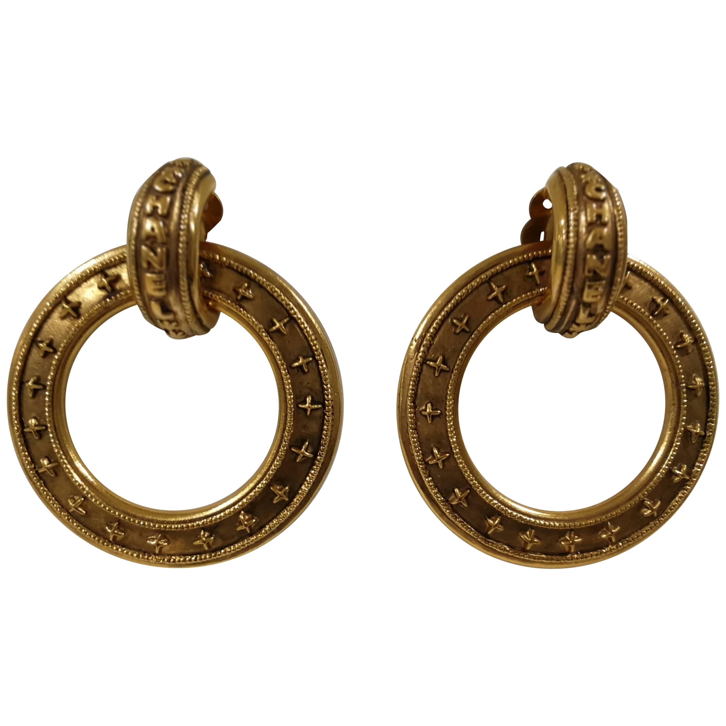 Chanel gold tone clip-on earrings