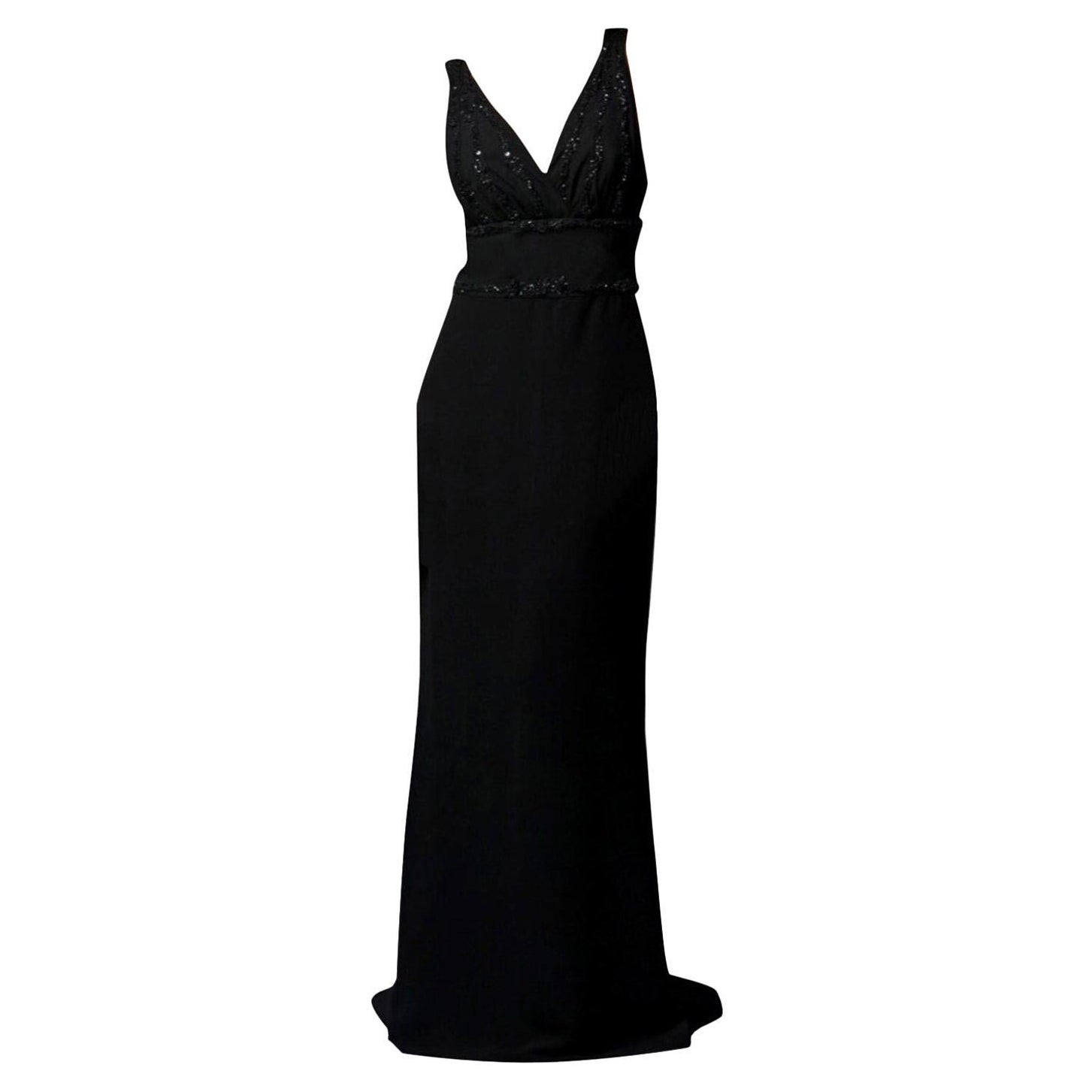 Neu Badgley Mischka Perlenbesetztes Abendkleid Gr. 4