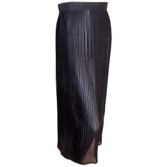 Emanuel Ungaro Paris vintage black silk  pleated transparent skirt