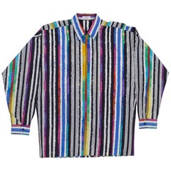1990s Mens Gianni Versace Men's Cotton Stripe Shirt