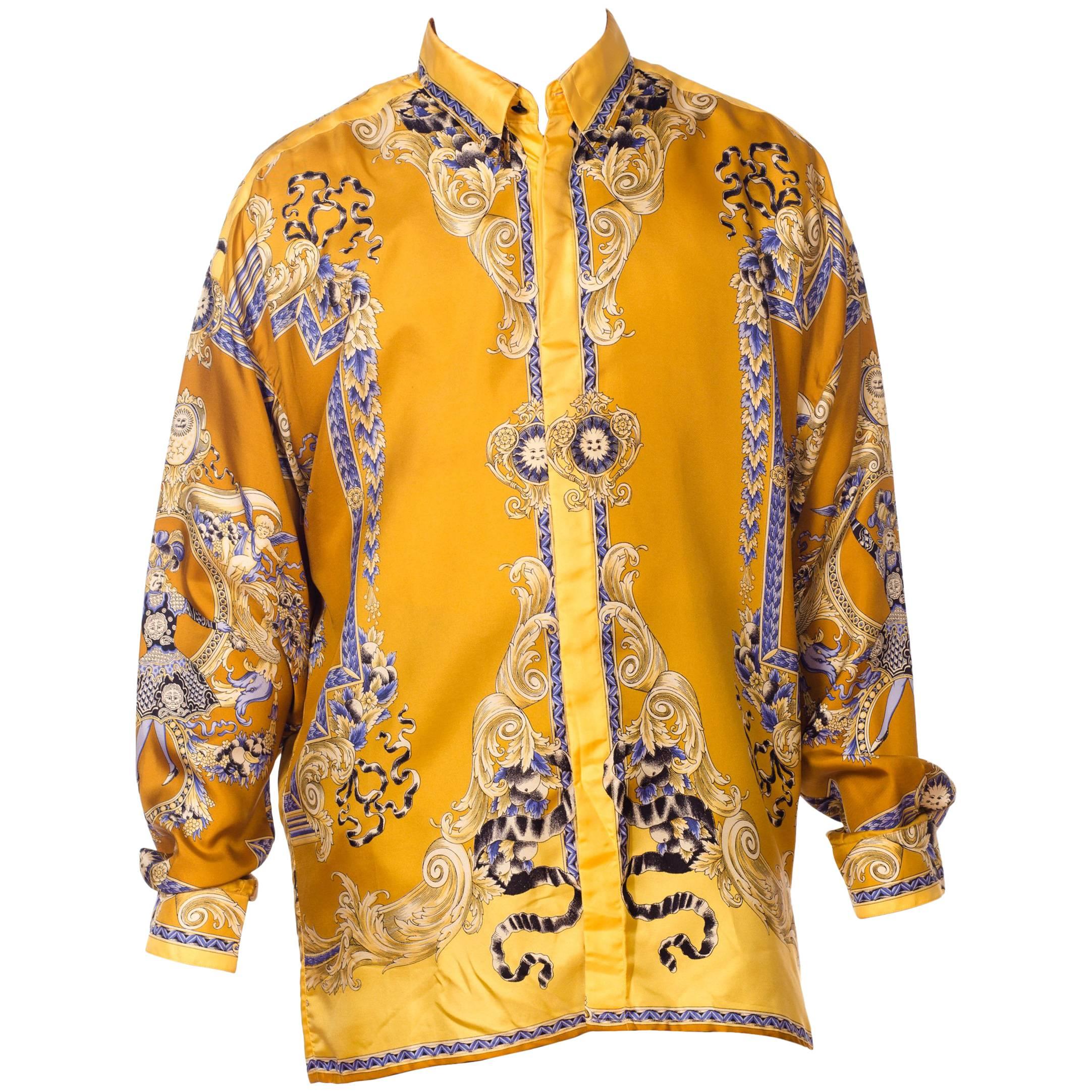 1990s Gianni Versace Men's Silk King Louis Shirt
