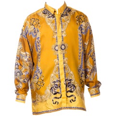 Retro 1990s Gianni Versace Men's Silk King Louis Shirt