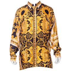 Atelier Gianni Versace Silk Gold Filigree Shirt, 1990s
