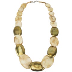 Exotic Vintage Brass & Bone Necklace