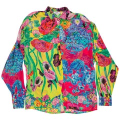 1990s Gianni Versace Versus Sheer Floral Chiffon Shirt
