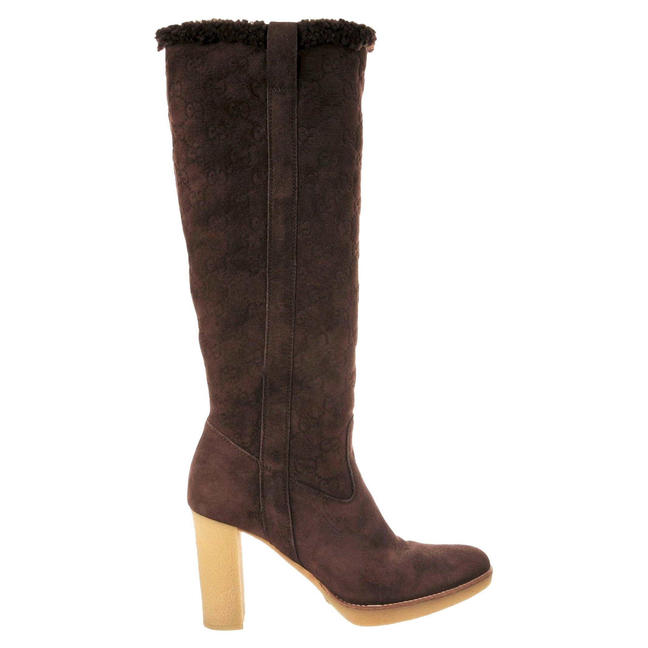 Gucci - Bottes en peau de mouton avec logo GG Guccissima, taille 10, état neuf