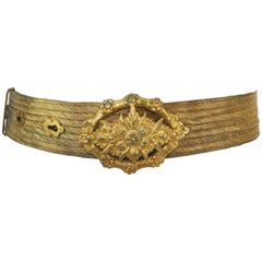 Antica cintura a maglia metallica turca di Trabzon in argento dorato del 1900 A.I.C.