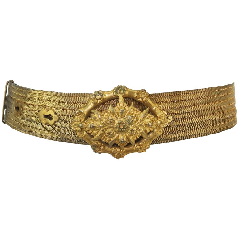 Antique C.1900 Turkish Gilt Silver Trabzon Wire Mesh Belt at  display picture 2