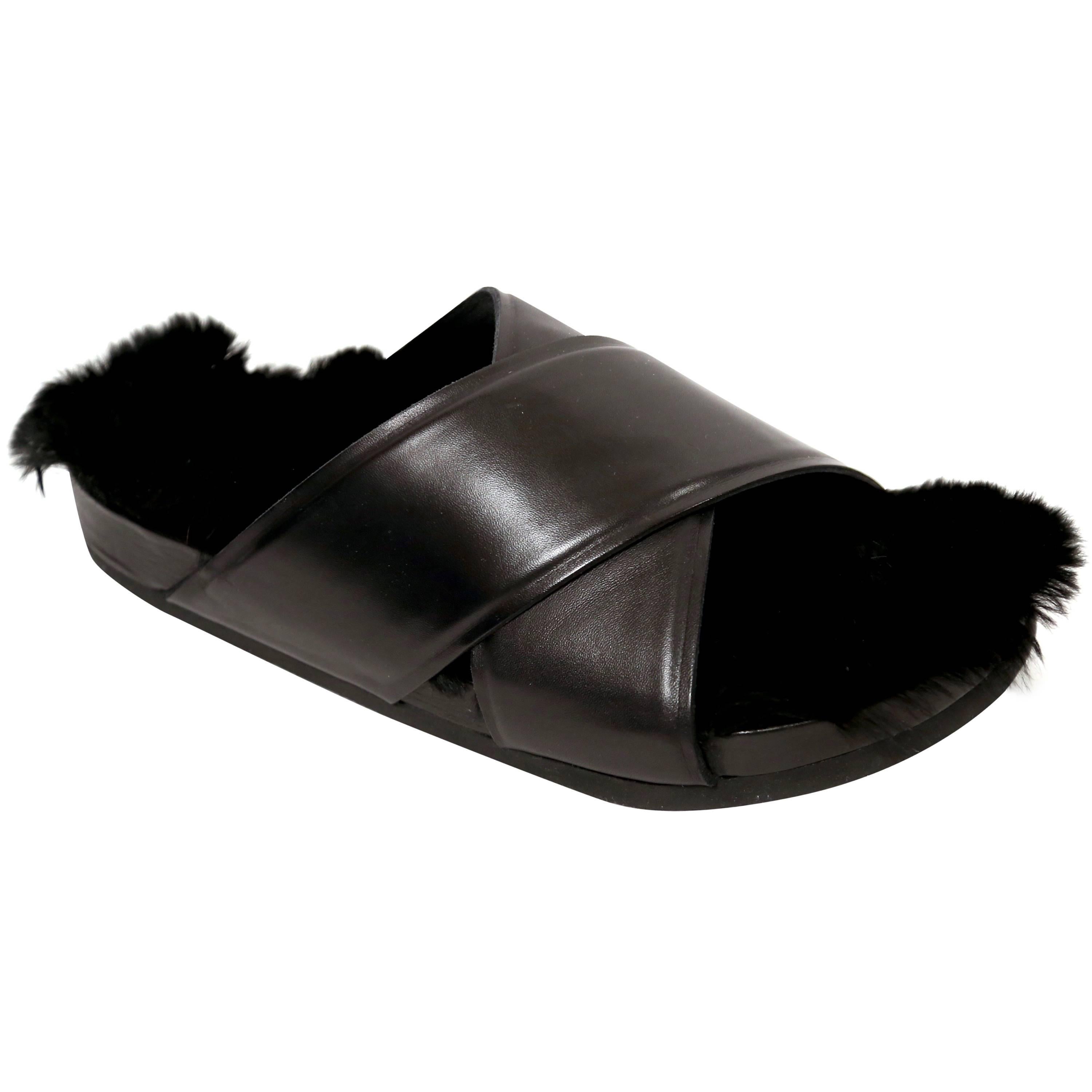 2013 CELINE by PHOEBE PHILOE black furkenstock sandals 41 NEW