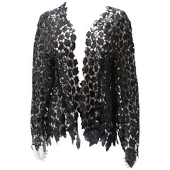 Chanel Evening Boléro Full Guipure Embroidered with Black Sequins Size 44 FR