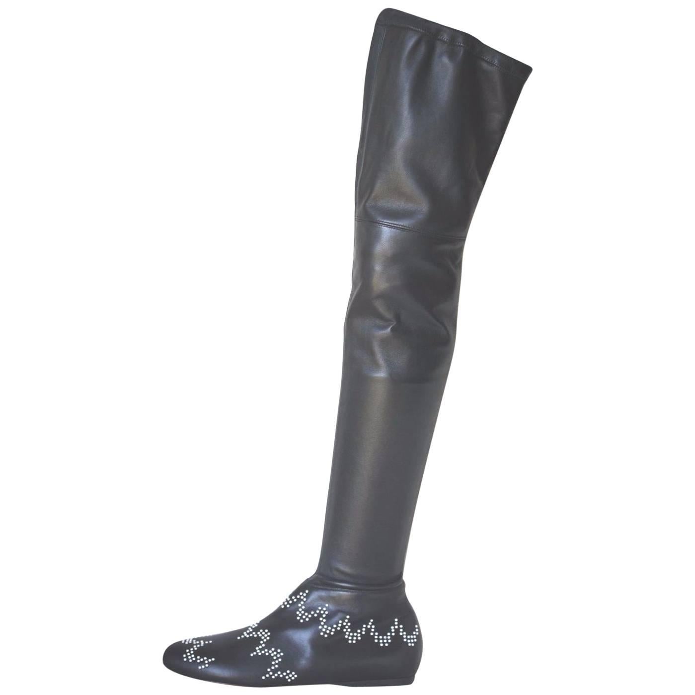 Azzedine Alaia Stretch-Leather Thigh-High Boots
