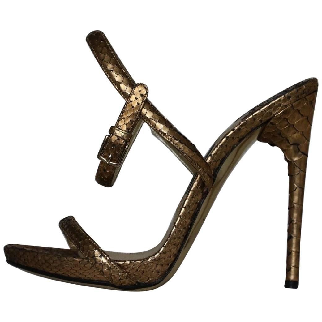 Tom Ford Gold Python Leather Sandals For Sale at 1stDibs | tom ford gold  chain sandals