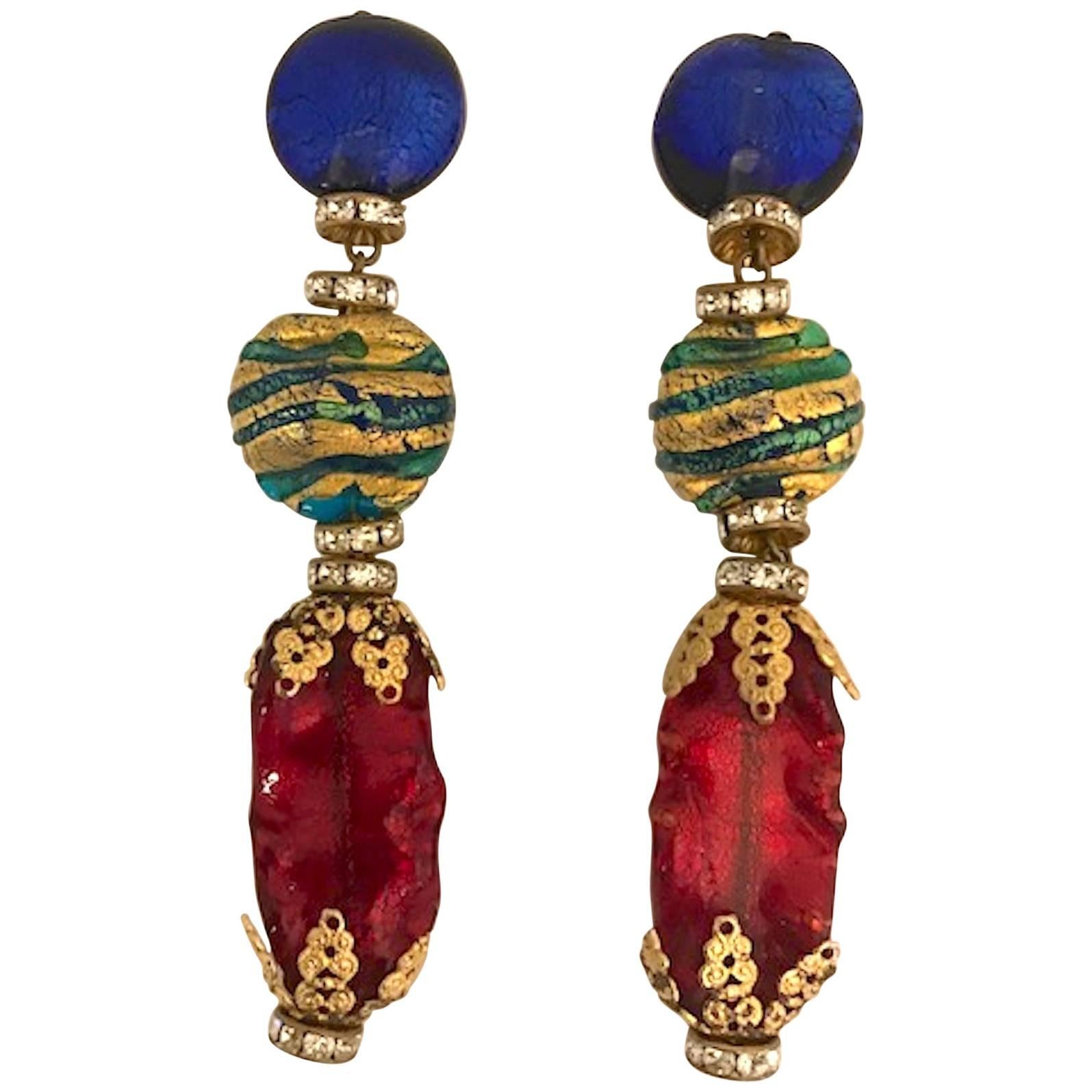Venetian glass bead earrings from actress Elsa Martinelli's personal collection