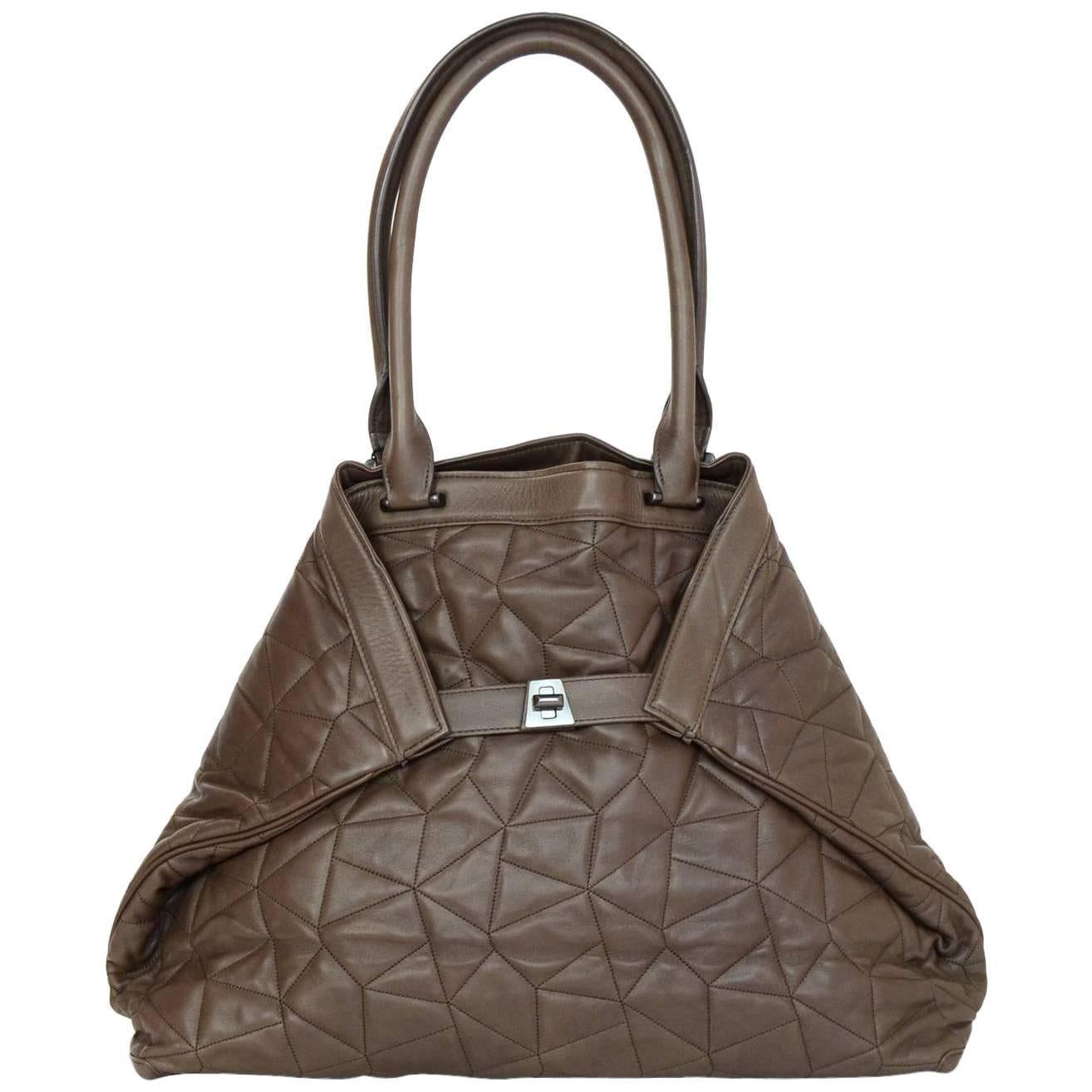Akris Brown Quilted Leather Al Tote Bag 
