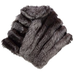 Used Luxurious Silver Fox Fur Statement Stole