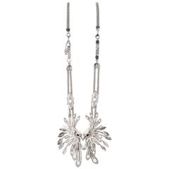 Roberto Cavalli Silver Plated Double Bird Long Statement Necklace