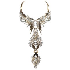 Roberto Cavalli Gold Plated Lightening Bolt Statement Necklace