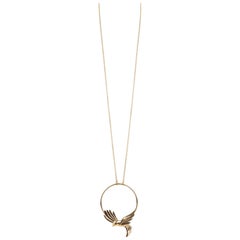 Roberto Cavalli Gold Plated Bird Pendant Long Necklace