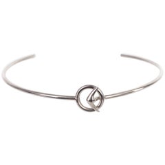 Roberto Cavalli Simple Silver Metal Arrow Circle Choker Necklace
