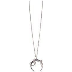 Roberto Cavalli Silver Half Moon Swarovski Crystal Serpent Necklace