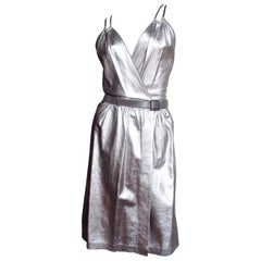 Tom Ford for Gucci Silver Leather Backless Dress