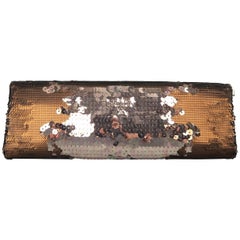 Prada Copper and Silver Sequined Silk Torpedo Clutch