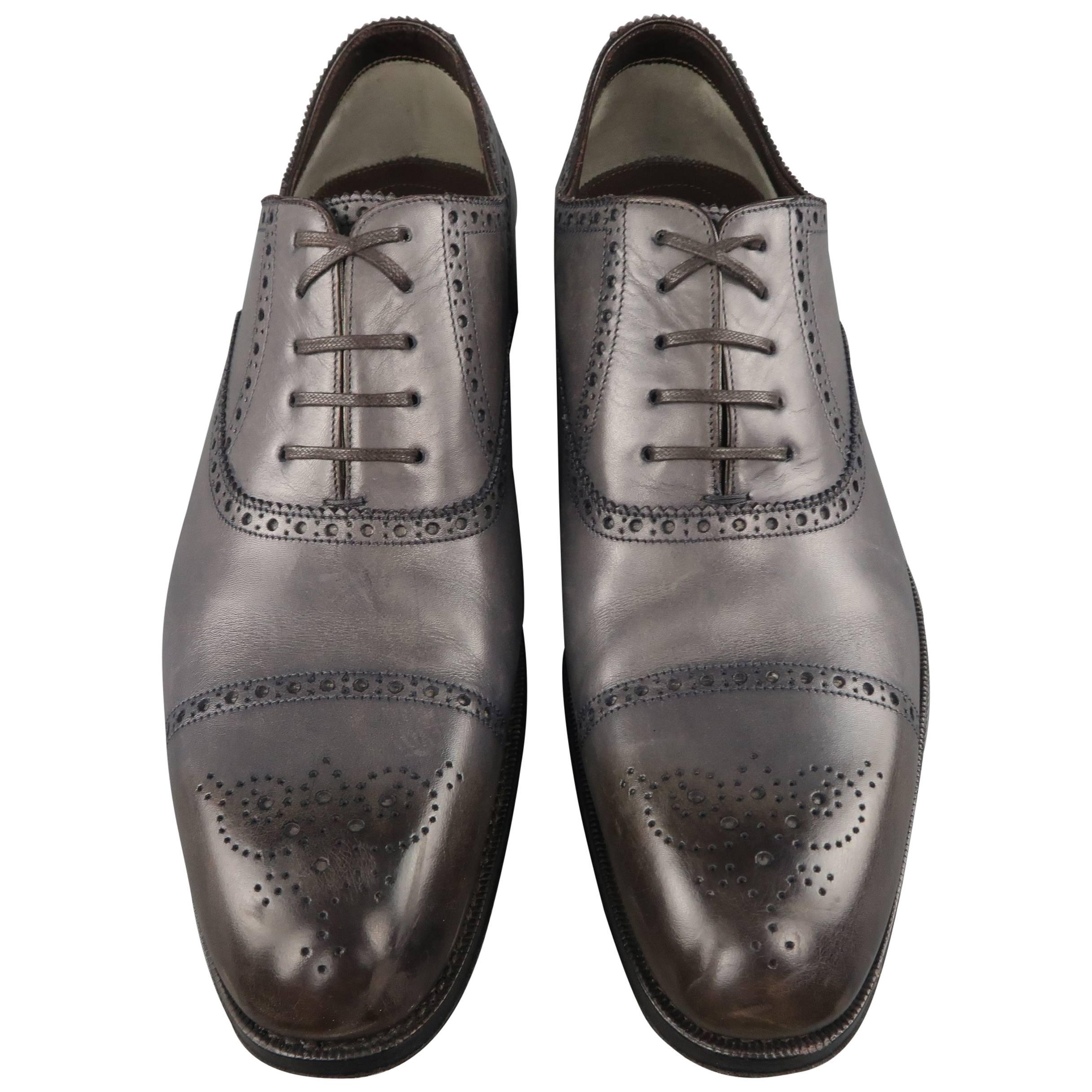 TOM FORD Shoes - Leather, Gray, Black, Dress, Edgar Medallion
